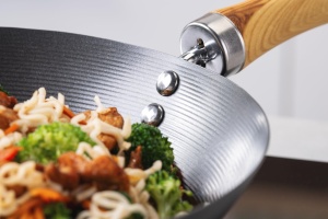 Wok Fackelmann 26 cm Carbon Steel Antiaderenta Maner Bambus PFAS-Free - Img 6