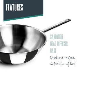 Wok Lacor 79830 cu fund termic, 30 cm, inox 1810, capacitate 4.5 litri - Img 4