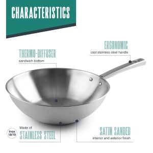 Wok Lacor Foodie O28 cm Inox 1810 Maner Ergonomic Inductie - Img 3