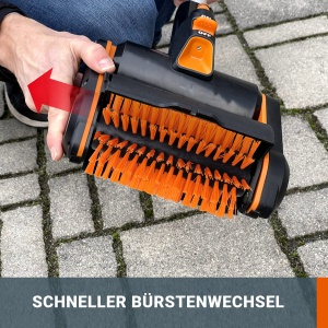 WORX WG441E.9 Perie multipla fara fir 20V - perie de suprafata multifunctionala pentru curatarea suprafetelor de piatra si lemn si indepartarea buruienilor - conexiune de apa integrata - compatibil PowerShare - fara baterie si incarcator - Img 9