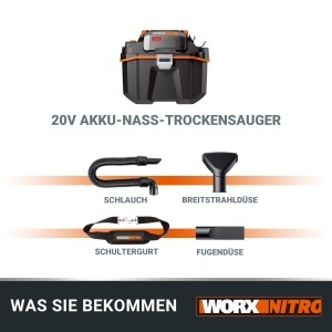 WORX WX0319 Aspirator umeduscat fara fir - mobil si la indemana - 20V - cu duza pentru crapaturi si duza cu jet larg - fara baterie si incarcator negr - Img 6