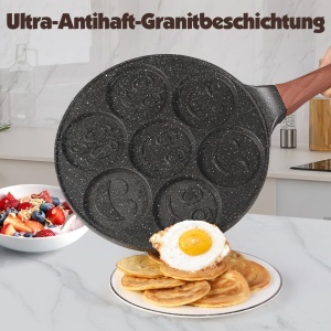 YASHE Tigaie Pancake Smiley 7 forme antiaderente din aluminiu turnat compatibila cu toate tipurile de plite - Img 3