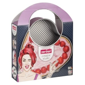 Zenker creative studio Tigaie cu arc Heart, tava de copt cu fund plat, tava de tort in forma de inima cu acoperire antiaderenta, coacere creativa (culoare: roz, argintiu), cantitate: 1 bucata - Img 3