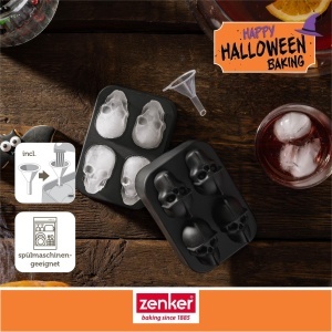Zenker Eiswurfelformer Totenkopf Set 4 Forme Halloween Silikon Negru - Img 2