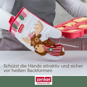 Zenker Manusa de Bucatarie Christmas Candy Shop Design Festiv Elch Bumbac 100 Hitzebestenta - Img 7