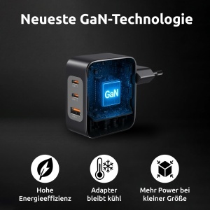 Adaptoare de alimentare Intenso 100W GaN cu 3 porturi, USB-C, negru - Img 4