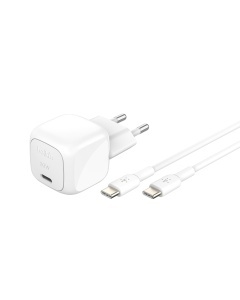 Adaptor de alimentare Belkin BoostCharge 30W USB-C, alb, incarcare rapida pentru iPhone si Samsung