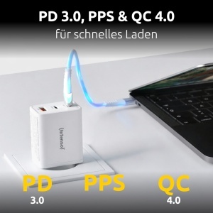 Adaptor de alimentare Intenso W65ACC, 65W, 3 porturi USB-C si USB-A, tehnologie GaN - Img 3