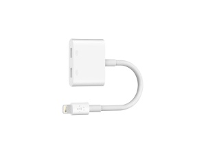 Adaptor de incarcare Belkin RockStar Lightning Audio F8J198btWHT, alb