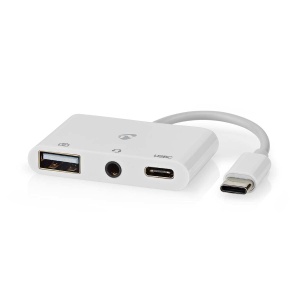 Adaptor Multi-Port Nedis USB 2.0, USB-C si USB-A, 480 Mbps, Alb - Img 1