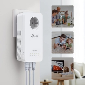 Adaptor Powerline TP-Link TL-WPA8631P KIT, 1300 Mbits, 4 porturi Gigabit, Alb - Img 6