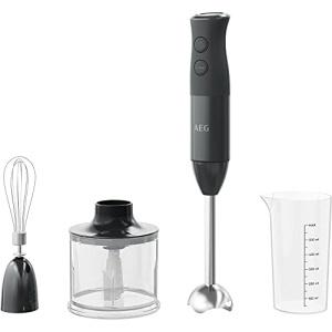 AEG HB4-1-6GG Blender de mana / 2 lame din otel inoxidabil / incl. accesorii extinse / fara BPA / 2 setari de viteza / functie turbo / se poate spala in masina de spalat vase / otel inoxidabil periat / gri - Img 1