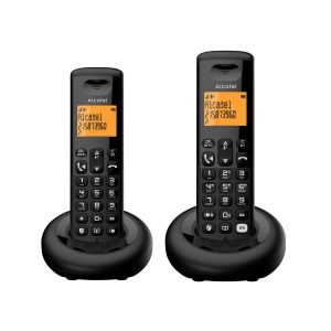 ALCATEL E260 S. Voice Duo - Telefon DECT fara fir cu robot telefonic - Afisaj mare iluminat din spate - Functie hands-free - Blocarea apelurilor nedorite - 2 telefoane - Negru