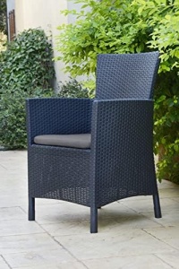 Allibert by Keter Balcony Furniture Set Iowa, grafit/gri rece, 3 bucati, incl. perna de sedere, plastic, aspect plat din ratan, rezistent la intemperii, rezistent la UV - Img 5