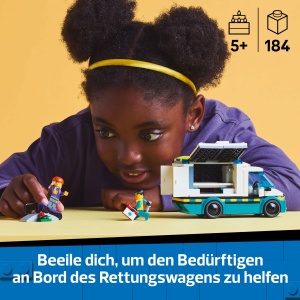 Ambulanta LEGO City 60451 cu 184 piese, 2 mini figurine si accesorii medicale - Img 2