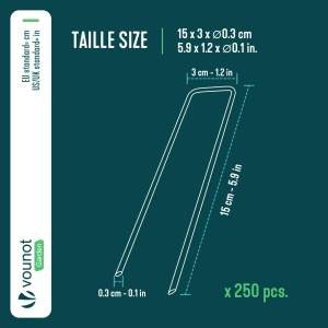 Ancore de sol VOUNOT 150 bucati metalice zincate, U-forma, 150 x 30 mm - Img 2