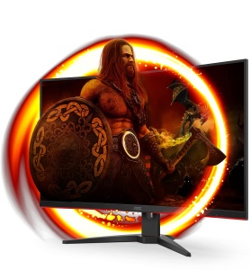AOC Gaming C32G2ZE - Monitor curbat FHD de 32 inch, 240 Hz, 1ms, FreeSync Premium (1920x1080, HDMI, DisplayPort) negru/rosu - Img 1