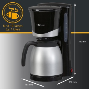 Aparat de cafea Clatronic(r) cu ulcior termic | Aparat de cafea pentru 8-10 cesti | Cafea la filtru | Oprire prin picurare si oprire automata | Insertie de filtru detasabila | Indicator de nivel al apei | 1 litru | KA 3327 negru - Img 6