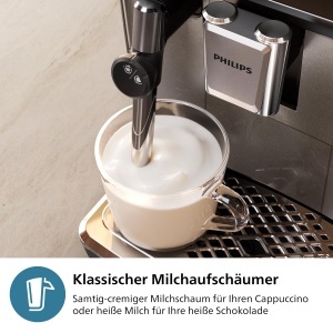 Aparat de cafea complet automat Philips seria 3300 - 5 bauturi, ecran tactil intuitiv, spumant clasic de lapte, SilentBrew, rasnita 100% ceramica, filtru AquaClean. Crom negru (EP3326/90) - Img 5