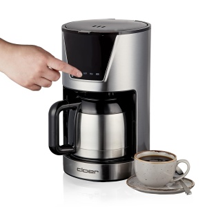 Aparat de cafea cu filtru cloer pentru 10 cani, functie de mentinere calda, ulcior de vid, lingura de masurare, indicator de nivel al apei, auto. Oprire, ecran tactil LCD, cronometru, dimensiunea filtrului 1 x 4, 800 W, otel inoxidabil - Img 6
