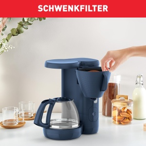 Aparat de cafea cu filtru Tefal Morning, ulcior de sticla, rezervor de apa de 1,25 litri, functie de mentinere la cald, filtru permanent, indicator de nivel al apei, albastru, CM2M1410 - Img 5