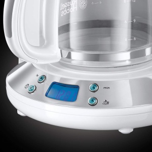 Aparat de cafea Russell Hobbs [temporizator digital, cap de dus pentru extractie si aroma optime] Inspire White (max 10 cani, ulcior de sticla de 1,25 l, placa de incalzire, 1100 W) Filtru de cafea 24390-56 - Img 3