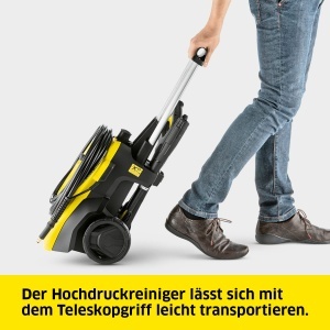 Aparat de curatat cu inalta presiune compact Karcher K 4, presiune: max. 130 bari, debit: 420 l/h, capacitate suprafata: 30 m2/h, filtru de apa, greutate: 11 kg, furtun si pistol de inalta presiune, cutter murdar, lance de pulverizare - Img 4
