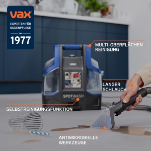 Aparat de curatat Vax SpotWash Duo pentru covoare si tapiterii cu accesorii pentru animale si solutie inclusa - Img 2