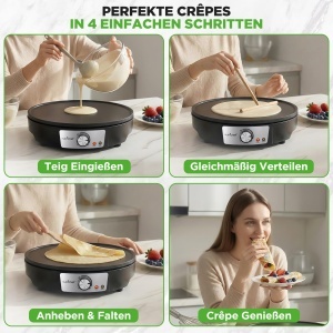 Aparat de facut crepes NutriChef 30 cm, negru, cu control temperatura - Img 4