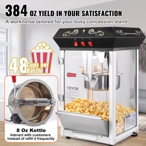 Aparat de facut popcorn VEVOR NP08001SE, 850W, capacitate 48 portii, stil cinema, negru - Img 3