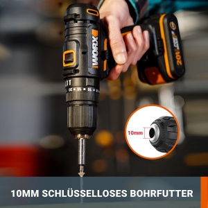 Aparat de gaurit si insurubat WORX WX100, 20V, 2Ah, LED - Img 4