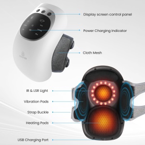 Aparat de masaj pentru genunchi Comfier, Aparat de masaj pentru genunchi fara fir cu 3 temperaturi reglabile, Aparat de masaj pentru genunchi cu lumina rosie cu afisaj LCD, Masaj cu caldura si vibratii pentru ameliorarea durerilor articulare - Img 3