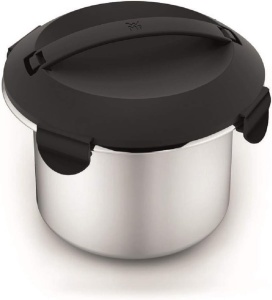 Aparat de orez WMF Kuchenminis 220 W, cu cutie de pranz la pachet, aragaz cu abur, economie de spatiu, oala interioara cu capac de luat 1l, aragaz de orez mini cromargan mat - Img 3