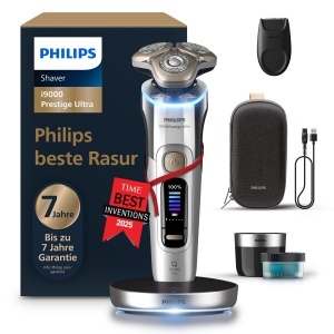 Aparat de ras electric Philips i9000 Prestige Ultra, crom, cu senzor de presiune si miscare