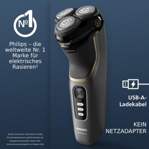 Aparat de ras electric Philips Series 3000 S334213 negru tehnologie SkinProtect trimmer integrat - Img 2