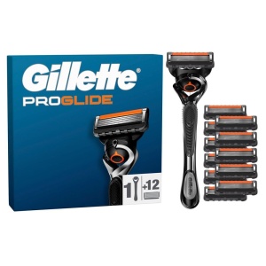 Aparat de ras Gillette Fusion5 pentru barbati, cu 12 rezerve, 5 lame si trimmer de precizie