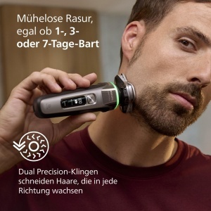 Aparat de ras Philips i9000 Prestige, aparat de ras umed si uscat pentru barbati cu aparat de tuns integrat, gri inchis, senzor de presiune, statie de curatare, statie de incarcare si geanta de calatorie (model XP9202/30) - Img 5
