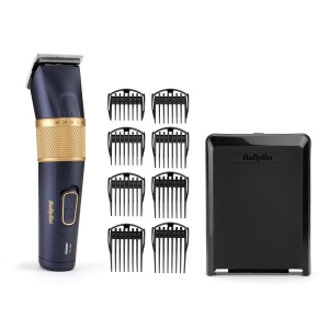 Aparat de tuns par BaByliss Lithium Performance - Performanta profesionala fara fir, 45 de setari de lungime (0,6-28 mm), baterie cu litiu, albastru inchis/auriu, E986E.