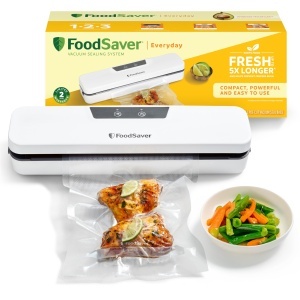 Aparat de vidat FoodSaver Everyday VS0290X, compact, usor de utilizat, cu 5 pungi