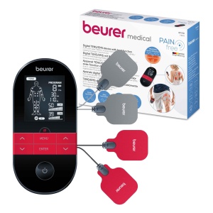 Aparat digital TENS / EMS Beurer EM 59 Heat, aparat de curent de stimulare 4 in 1 pentru terapia durerii, stimularea musculara, masaj si terapie termica, incl. 4 electrozi si baterie reincarcabila - Img 1