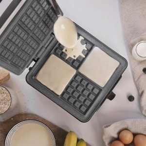 Aparat electric de vafe Cecotec Fun Gofrestone 4Inox. 1200 W, otel inoxidabil, 4 vafe in acelasi timp, acoperire antiaderenta Rockstone, temperatura reglabila - Img 3