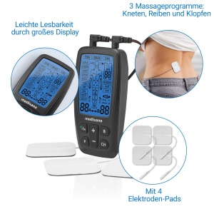 Aparat medisana TENS si EMS cu 60 de programe, aparat de electroterapie pentru terapia durerii cu 4 electrozi, dispozitiv de stimulare a curentului pentru relaxarea musculara, construirea muschilor si ameliorarea durerii - Img 4