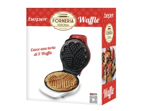 Aparat pentru vafe Beper, 800-1000W, 5 vafe in forma de inima, RosuAlb - Img 8