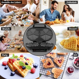 Aparat pentru vafe YASHE SW-2122M 1200W forma inima argintiunegru - Img 7