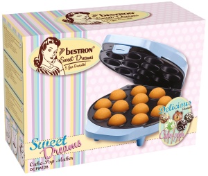 Aparat vafe Bestron pentru Cake-Pop's in design retro, Cake-Pop-Maker incl. Cake-Pop-Butler, furculita si 12 Cake-Pop-Sticks, cu acoperire antiaderenta, 700 W, Culoare: Albastru - Img 4