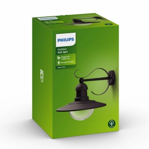 Aplica de perete exterior Philips Topiary E27 IP44 neagra dimmabila