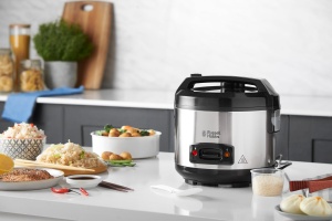 Aragaz de orez Russell Hobbs [castigatorul testului] 1,2 l incl. insertie pentru abur cu capac cu balamale cu aroma (functie de mentinere la cald, oala de gatit cu acoperire antiaderenta, lingura de orez si ceasca de masurare, otel inoxidabil) 27080-56 - Img 2