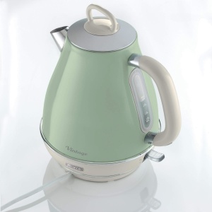 Ariete Vintage Kettle 2869, Ceainic electric retro cu nivel vizibil al apei, baza fara fir la 360deg, oprire automata, strecuratoare de ceai, capacitate 1,7 l, otel inoxidabil, 2000 W, verde - Img 5