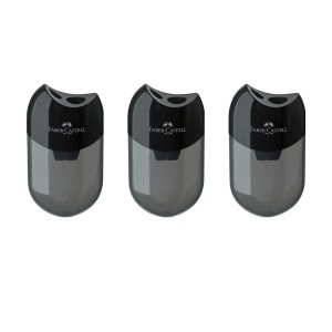 Ascutitor Faber-Castell Doppelspitzdose, 3 bucati, negru, pentru creioane standard si jumbo