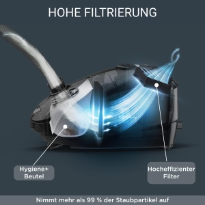 Aspirator cu sac Rowenta Power XXL RO3143 900W 45L Filtrare 3 trepte Petrol-Gri - Img 4